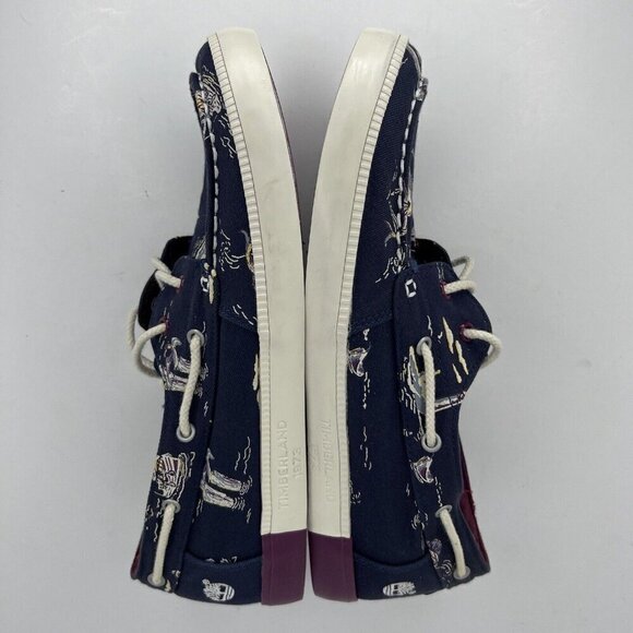 Timberland Classic 2 Eye Navy Newport Bay Womens Size 10 Canvas Boat Shoe - Picture 7 of 9